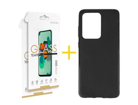 Pack 2 Películas 2.5D + Funda SKYHE por Samsung Galaxy S20 Ultra 5G Silicona Liso Negro