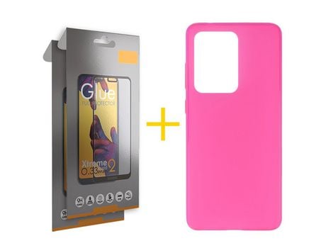 Pack 2 Películas Full + Funda SKYHE por Samsung Galaxy S20 Ultra 5G Silicona Liso Rosa