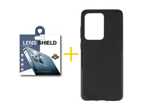 Pack 1 Película de Cámara Trasera + Funda SKYHE por Samsung Galaxy S20 Ultra 5G Silicona Liso Negro