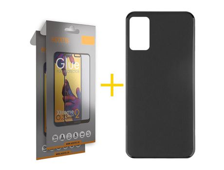Pack 2 X Protector de Vidrio Templado Full + Funda ACCETEL para Samsung Galaxy M52 5G Silicona Liso Negro