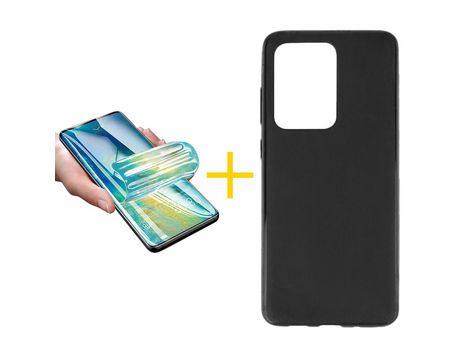 Pack 1 Película + Funda SKYHE por Samsung Galaxy S20 Ultra 5G Silicona Liso Negro