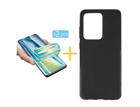 Pack 2 Películas + Funda SKYHE por Samsung Galaxy S20 Ultra 5G Silicona Liso Negro