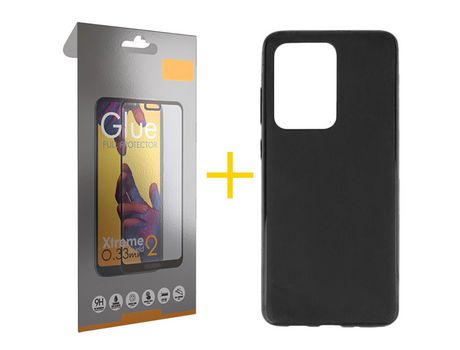 Pack 1 Película Full + Funda SKYHE por Samsung Galaxy S20 Ultra 5G Silicona Liso Negro