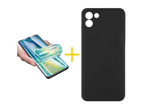 Pack 1 Película + Funda SKYHE por Samsung Galaxy A03 Silicona Líquida Negro