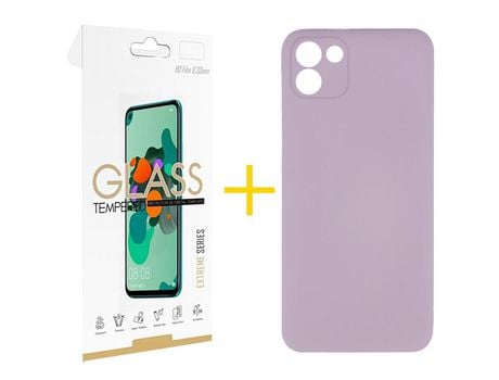 Pack 1 Película 2.5D + Funda SKYHE por Samsung Galaxy A03 Silicona Líquida Lila