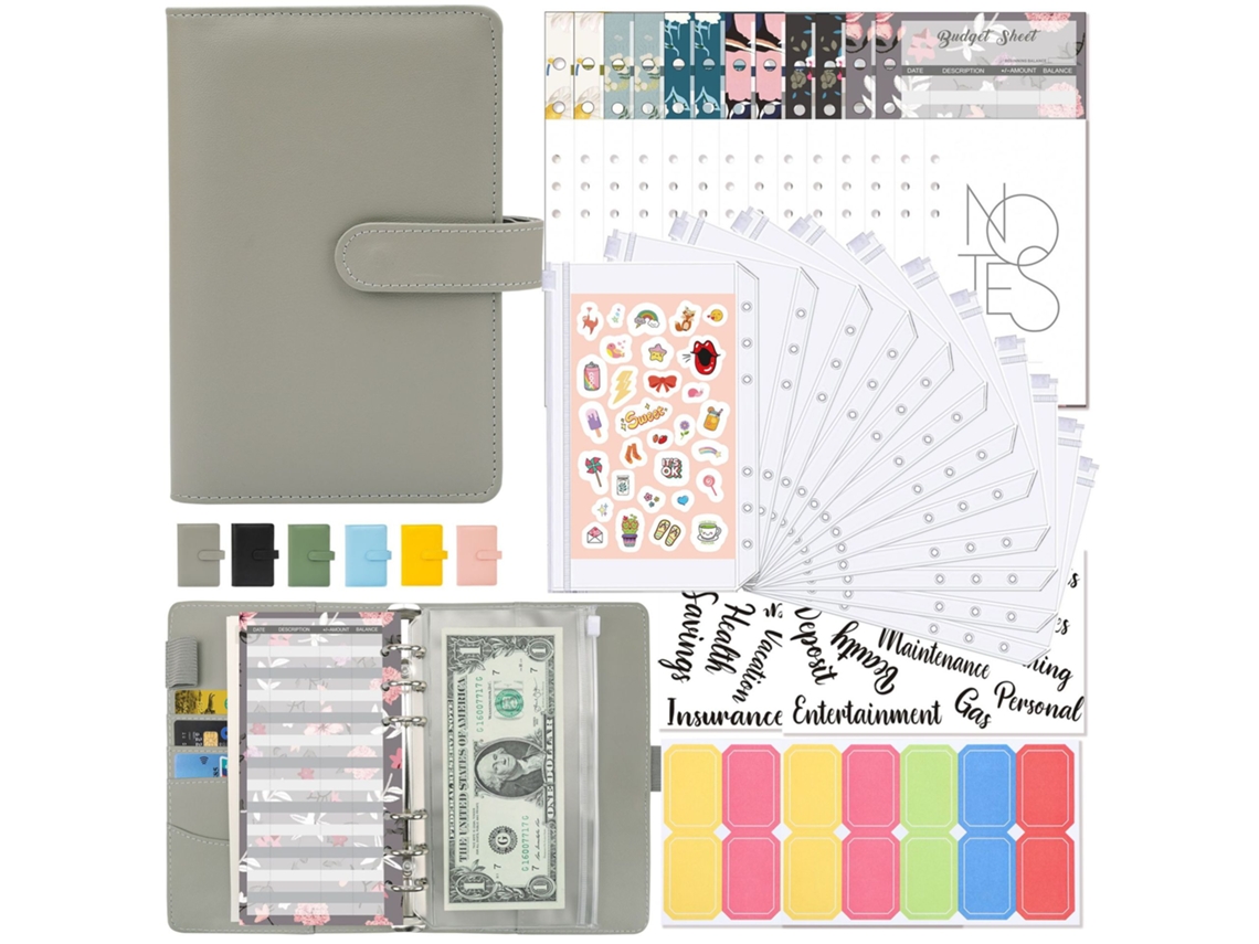 Funda para cuaderno A6 con bolsillo y cremallera MDUG (gris)