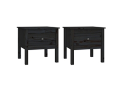 Juego de 2 mesas auxiliares de madera maciza de pino negro MAISON EXCLUSIVE (50x50x49 cm)