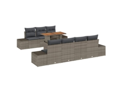 Maison Exclusive - Conjunto De Comedor De Jardín Con Cojín 8 Pcs Gris Y Marrón