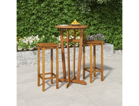 Conjunto 3 Mesa y taburetes altos de jardín VIDAXL madera maciza acacia