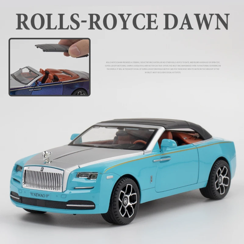 (azul) Coche De Juguete A Escala 1:24 De Aleación, Modelo De Metal Fundido A Presión Con Sonido Y Luz.