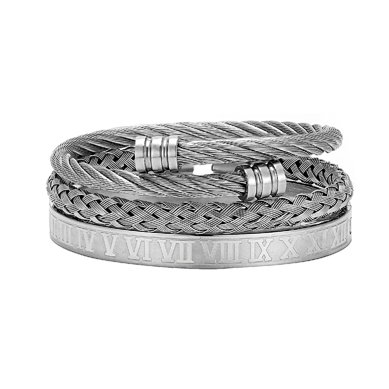Pulsera De Lujo De Acero Inoxidable Negro (plateada) Para Hombre, Estilo Rock Y Hip Hop.