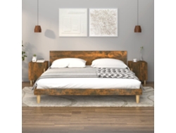 Mesitas de Noche LOVELY HOME Mesinha 2 Pcs Derivados de Madeira Carvalho Fumado