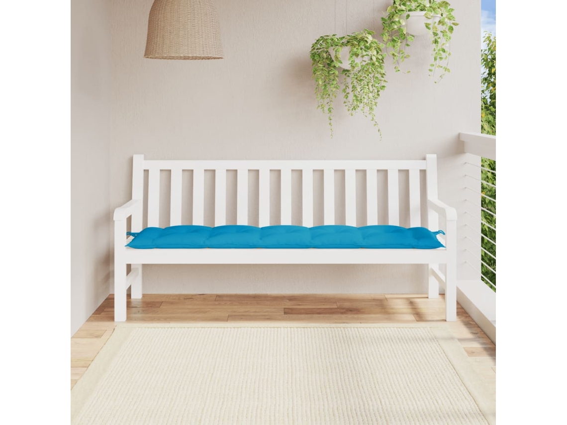 Cojín De Banco De Jardín Tela Oxford Azul 180x50x7 Cm