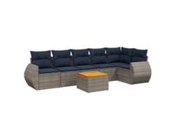 Maison Exclusive - Conjunto De Sofá De Jardín De 7 Piezas Con Cojines, Poliratán Gris