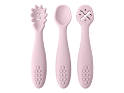 (violeta Claro) Juego De Vajilla De Silicona Para Bebé De 3 Piezas, Que Incluye Una Cuchara Y Un Tenedor Suaves.