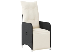 Maison Exclusive - Silla de jardín reclinable con cojines y patas de mimbre negro