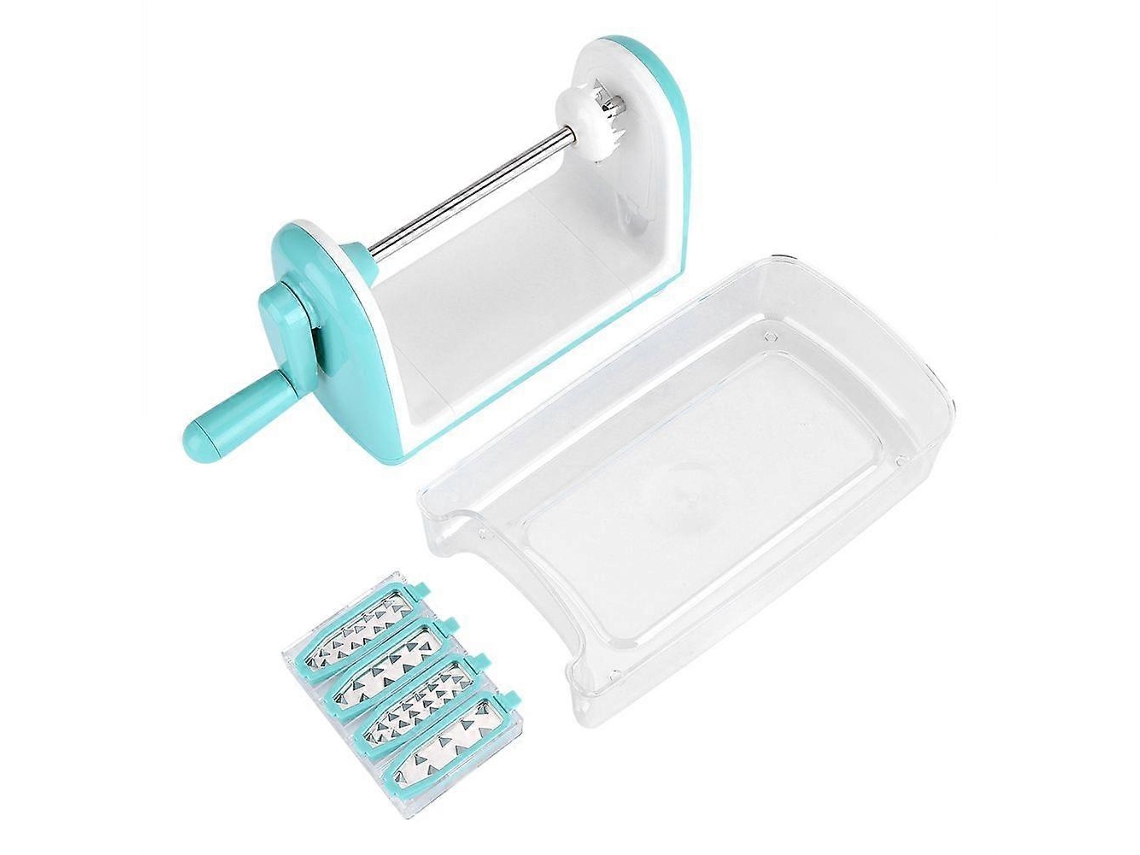 Cortador y rallador manual multifuncional para frutas y verduras con 5 cuchillas de acero inoxidable.