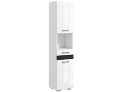 Columna De Baño De Mdf Con Estante Abierto, Cajón Y Armario Cerrado, 37x32,5x170 Cm, Blanca