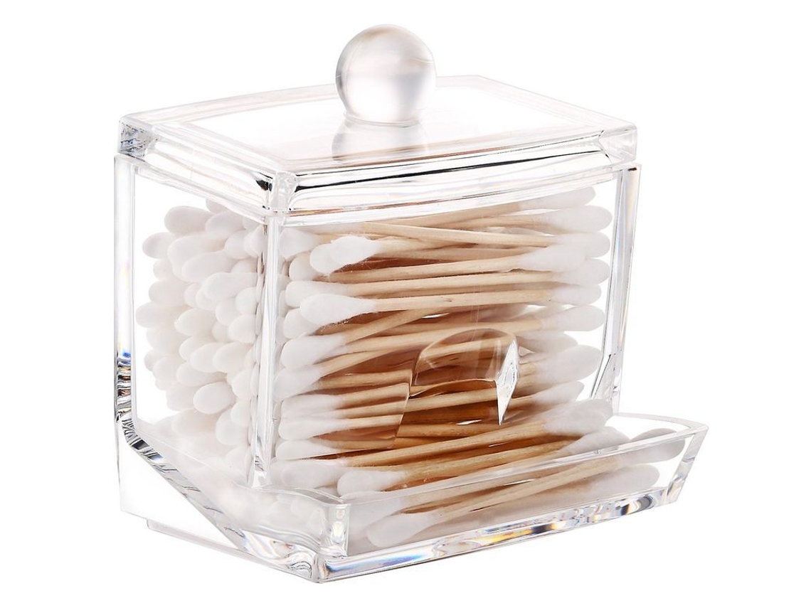 1 Unidad Soporte Acrílico Para Hisopos De Algodón, Caja Para Hisopos De Algodón, Soporte Transparente Para Discos De Hisopos De Algodón