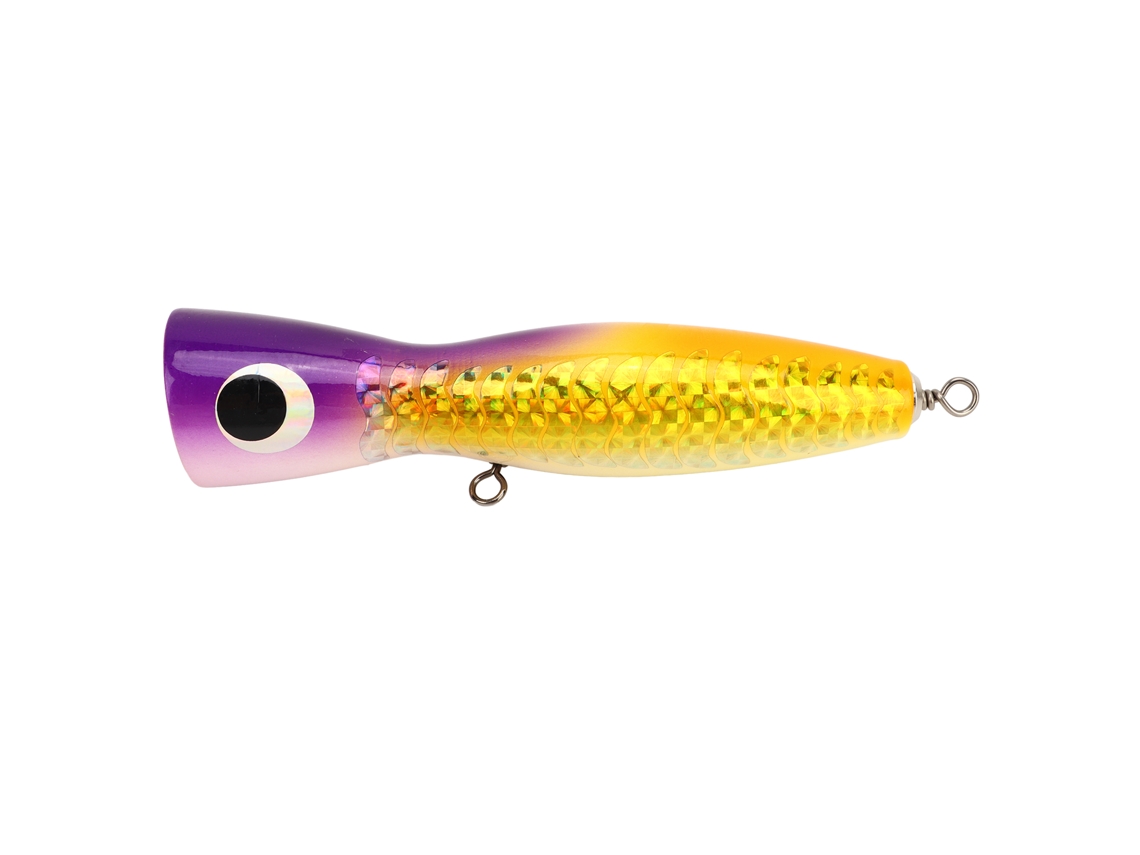 Danu26-big Popper Lure Cebo De Madera 18cm 120g Color Atractivo Diseño Reflectivo Para Bass Tuna Gt Trout 03 Morado Amarillo