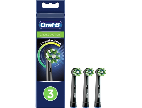 Cabezales de Recambio ORAL B Cross Action Negro (3 unidadedes)