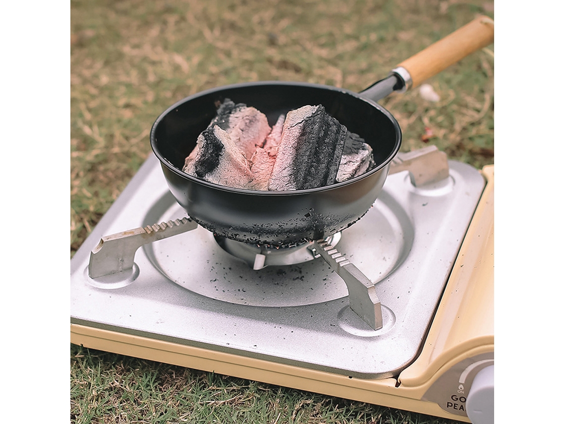 Estufa De Carvão Portátil Com Alça De Madeira Para Camping Churrasco Piquenique Fogão De Carvão Leve
