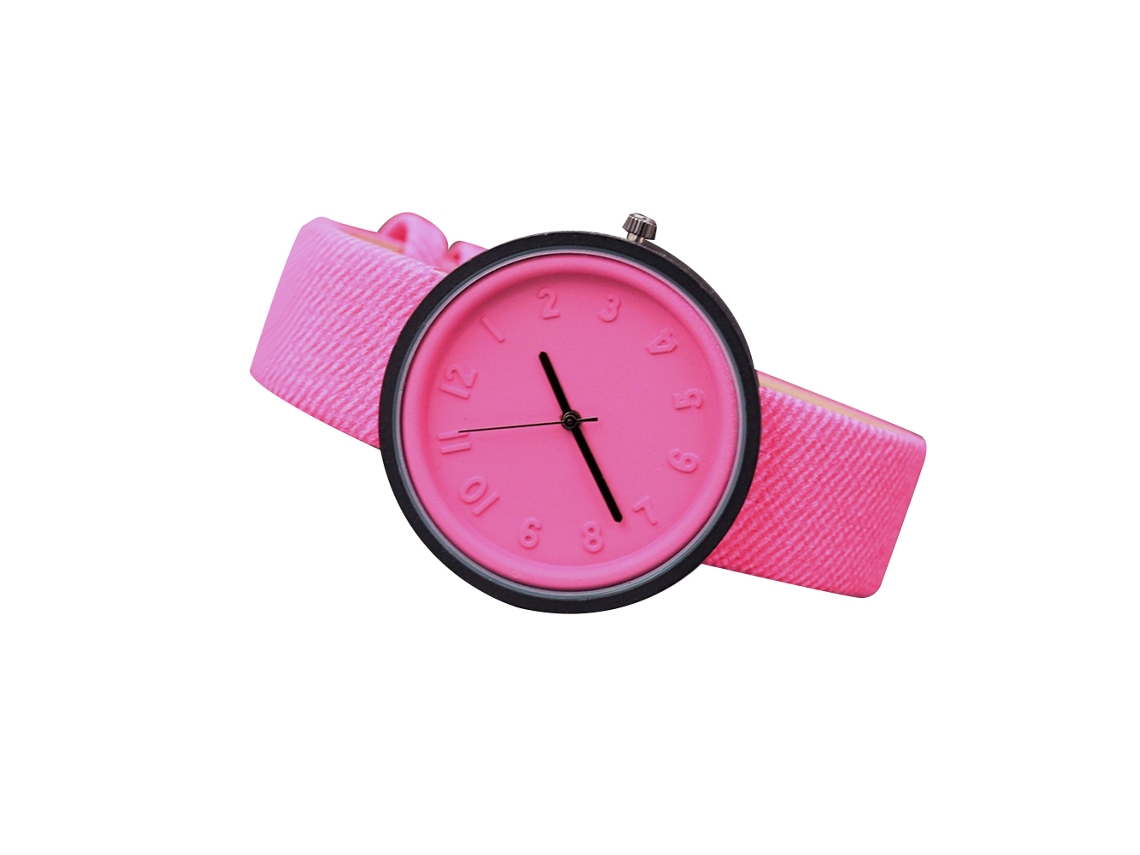 Reloj De Pulsera Para Parejas De Estudiantes Con Números Arábigos, Correa De Poliuretano Y Movimiento De Cuarzo (rojo Rosado).