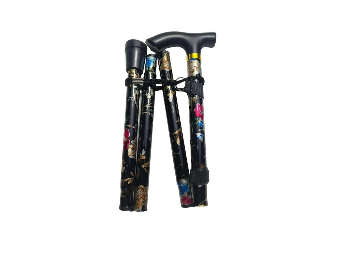 Bastón (1 unidad) - Ajustable y plegable - Ligero - Empuñadura cómoda - Bastón resistente - Plegable