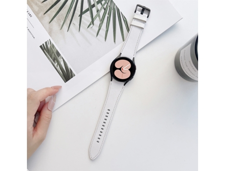 Correa de reloj inteligente para Samsung Galaxy Watch4 40 mm/44 mm Correa de cuero de doble cara (blanco)