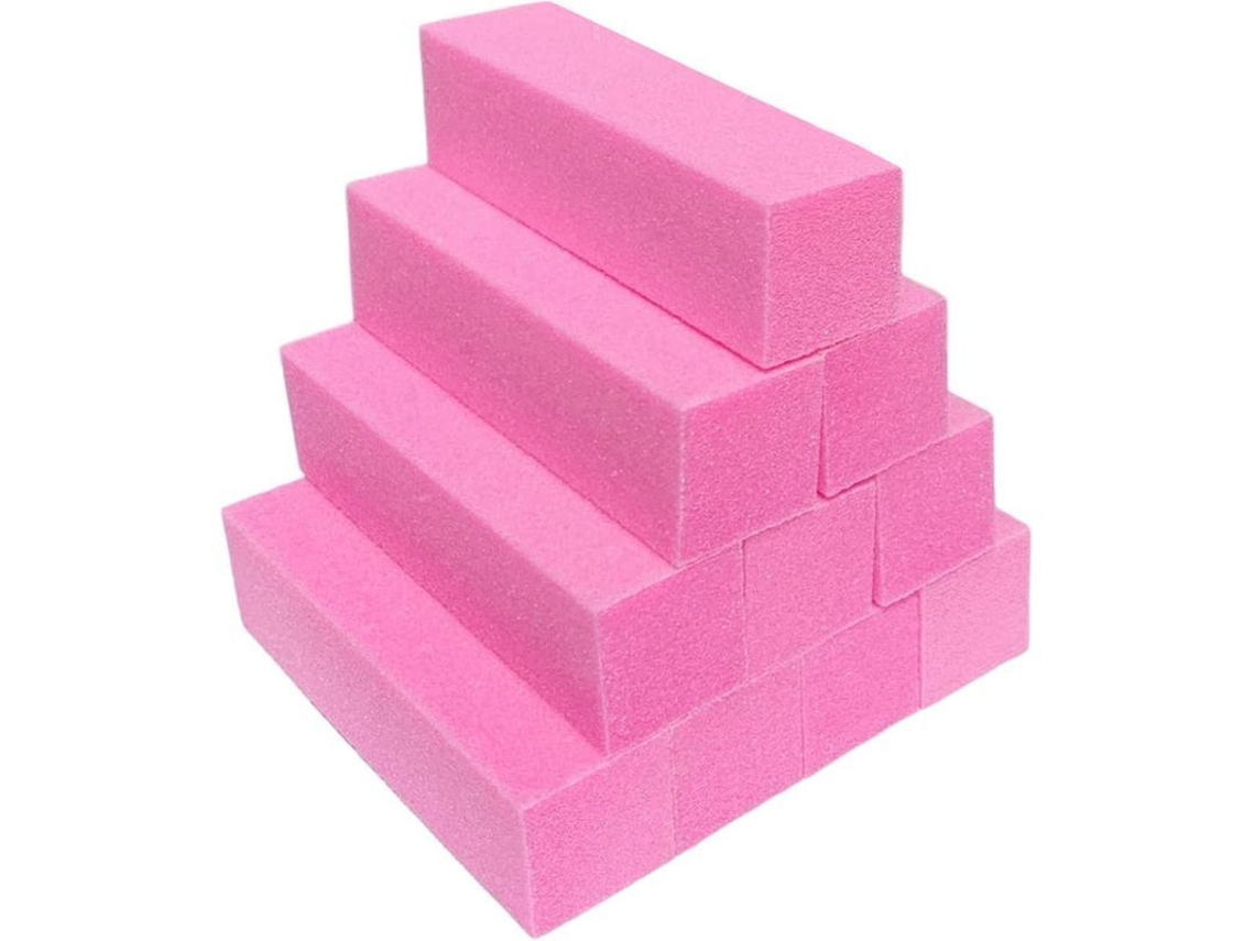 10 Bloques Para Limar Uñas, 4 Caras, Para Uñas Naturales Y Acrílicas, Grano 100/150, Pulidor Profesional (rosa)