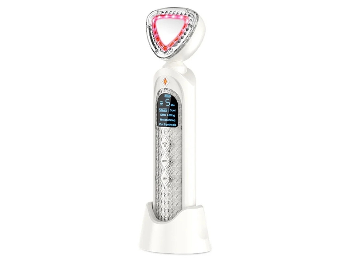 Masajeador de belleza para cuello y rostro con 5 modos, 3 velocidades, 2 luces LED, pantalla LCD HD, vibración, máquina de belleza caliente Yizhood
