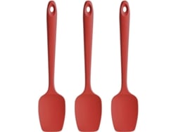 Juego de espátulas de silicona Rebe, acero inoxidable, resistentes al calor hasta 315 °C, utensilios de cocina para repostería (rojo)