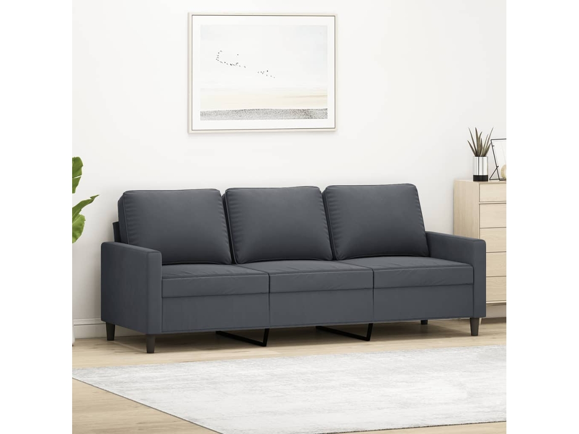 Sofá De 3 Plazas Terciopelo Gris Oscuro 180 Cm