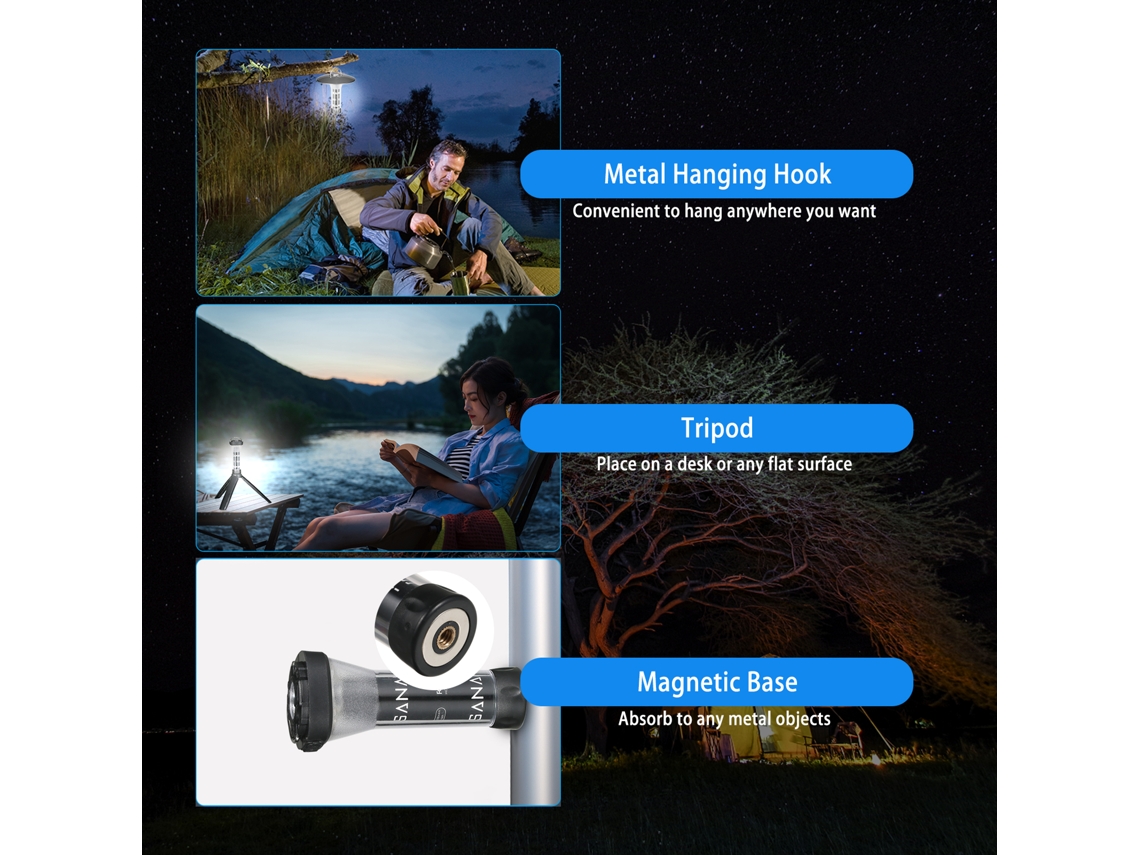 Linterna Usb Recargable E Impermeable Con Trípode E Imán Para Camping, Emergencias Y Trabajos Al Aire Libre.