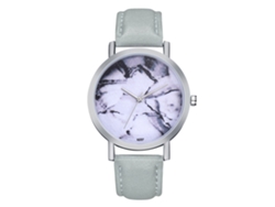Reloj De Pulsera Para Mujer Zhoulianfa Dial Marmoleado Plata Pu Cuero Cuarzo Redondo