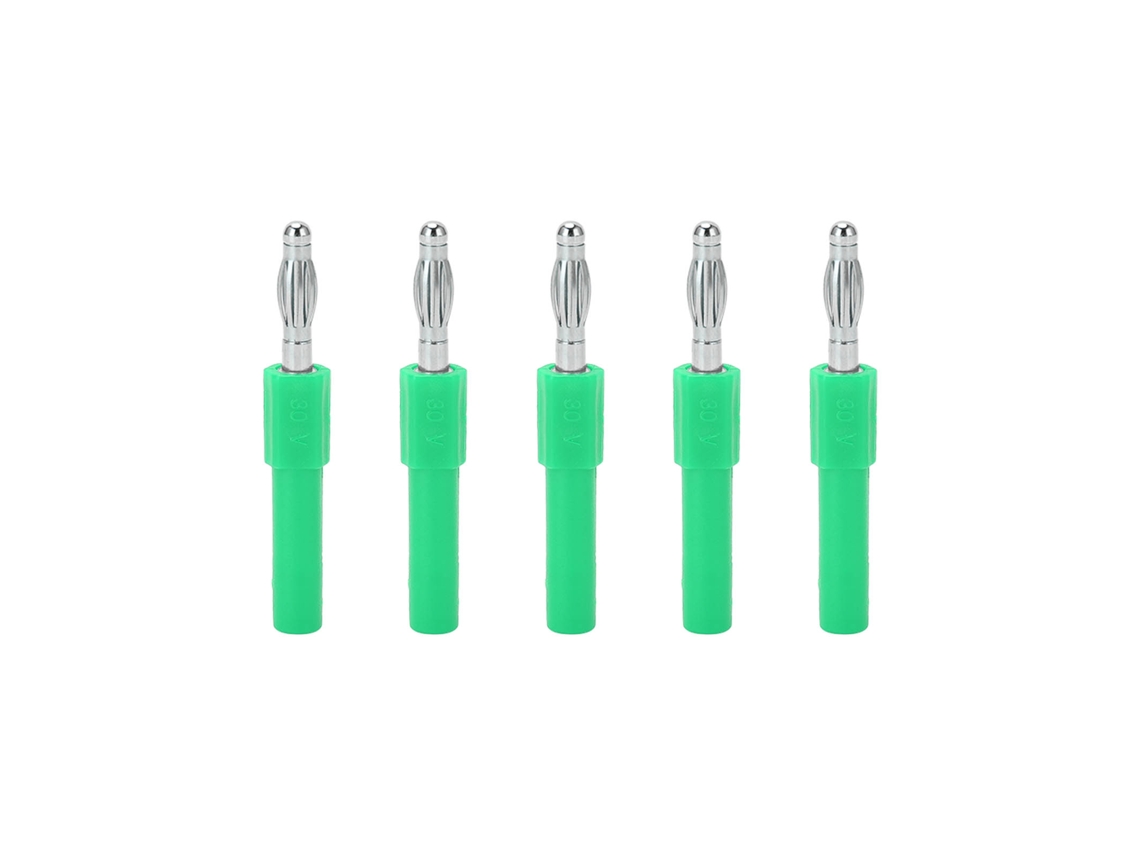 Adaptador de enchufe banana de 4 mm a 2 mm, 5 piezas, conexión fuerte, buena conductividad, color verde.