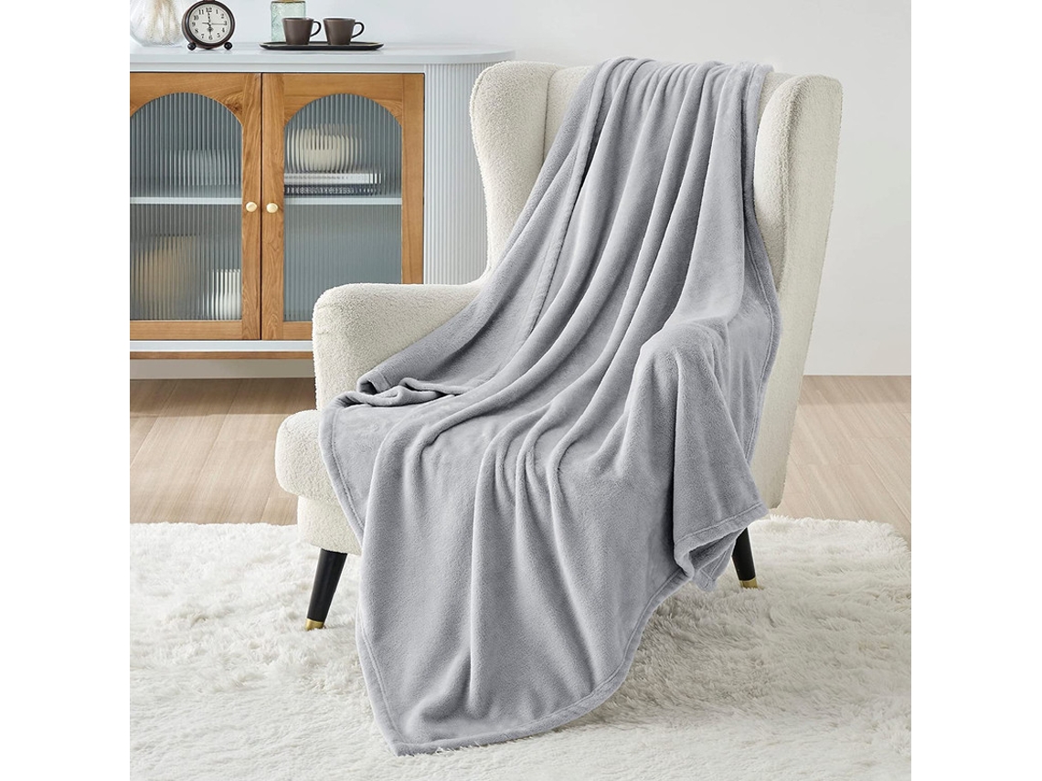 Manta Suave Blanco Plateado 150x200Cm-BOD HOME