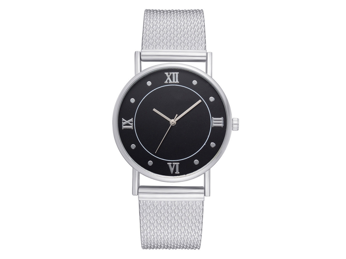 Reloj De Cuarzo Para Mujer Con Brazalete De Malla De Aleación Plateada, Estilo Moderno.