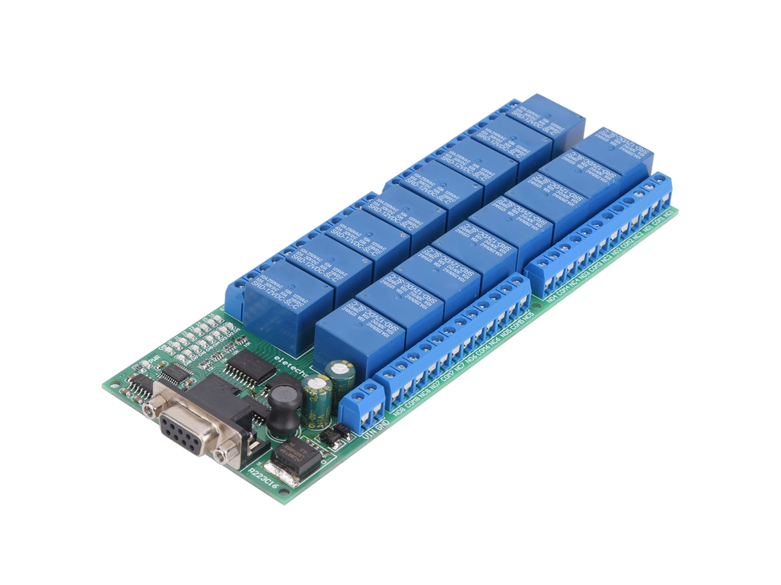 Placa De Relés De 16 Canales, Módulo Db9, Interfaz Rs232 Hembra, Control At Y De 8 Bytes, Control Inteligente.