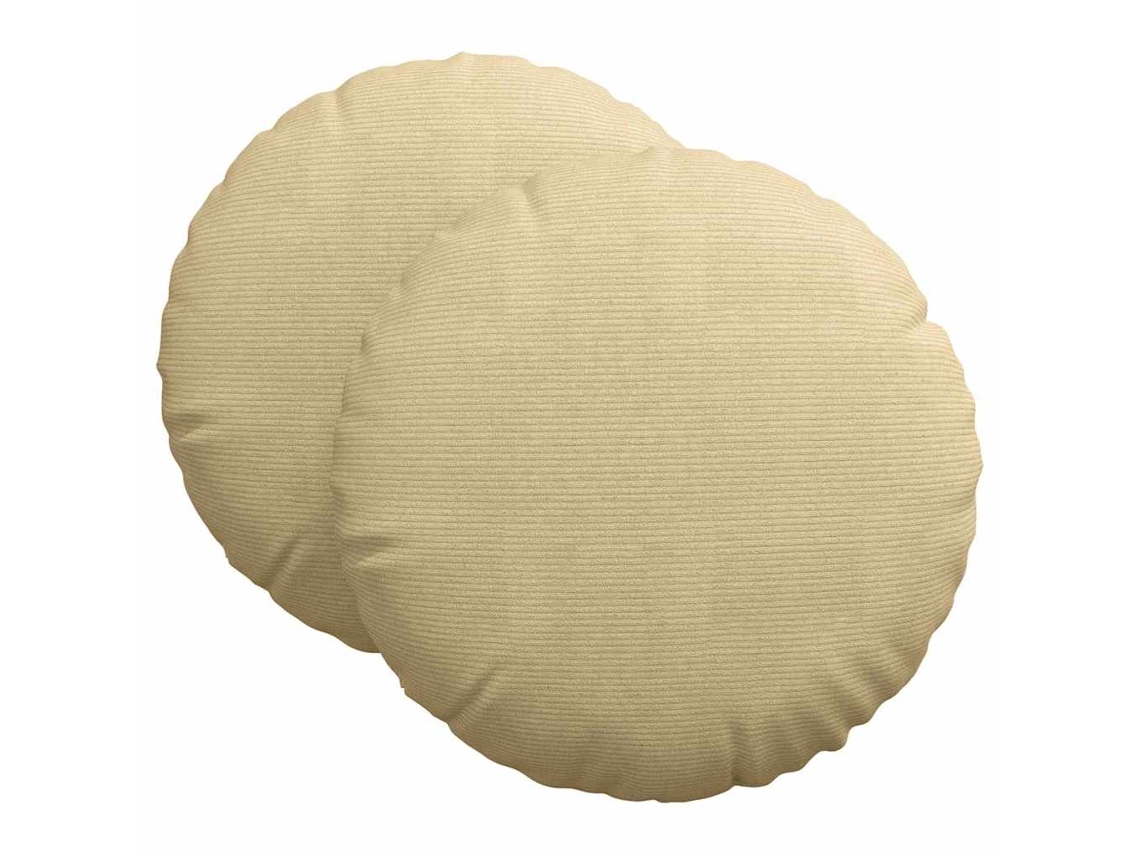 Cojines Para Asiento 2 Uds Verde Grisáceo Ø 80 Cm Tela De Pana
