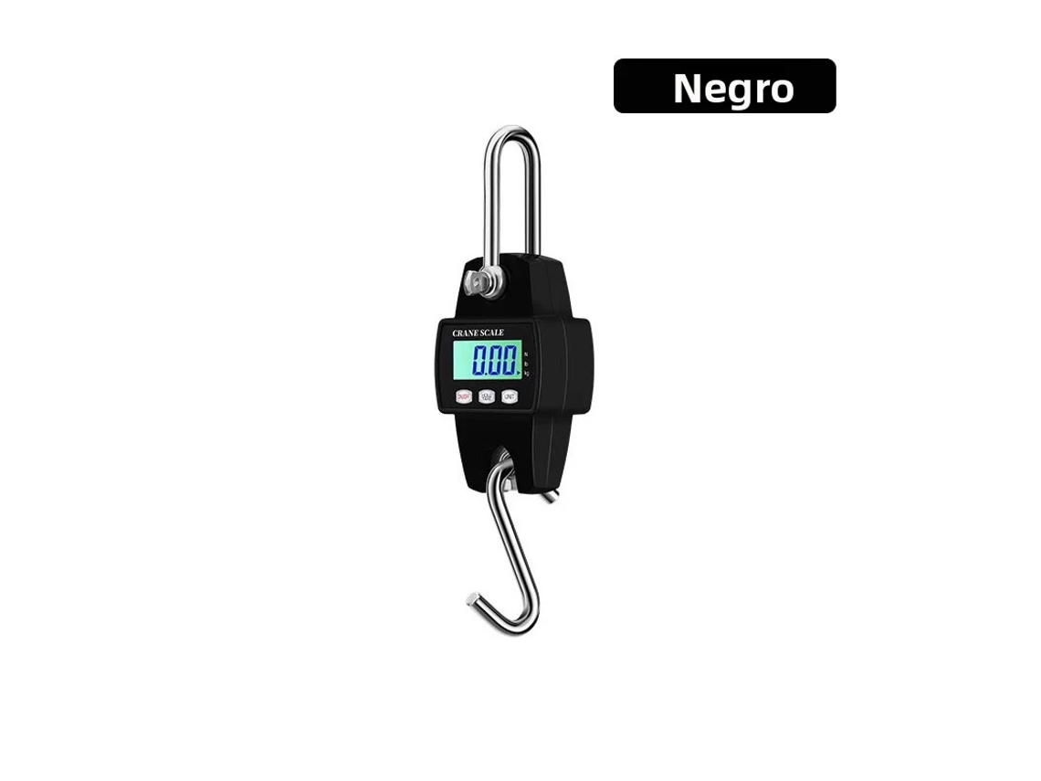 (Negra) Báscula electrónica portátil de alta precisión para grúas, con capacidad de 300 kg.