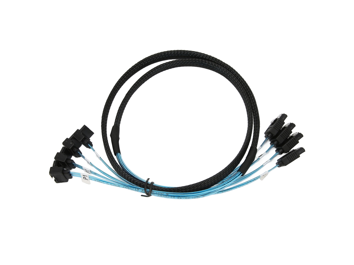 Cable Mini SAS 4 SATA a 4 SATA 2026dn, recto/curvo, 6 Gbps, antiinterferencias, doble blindaje, 0,5 m