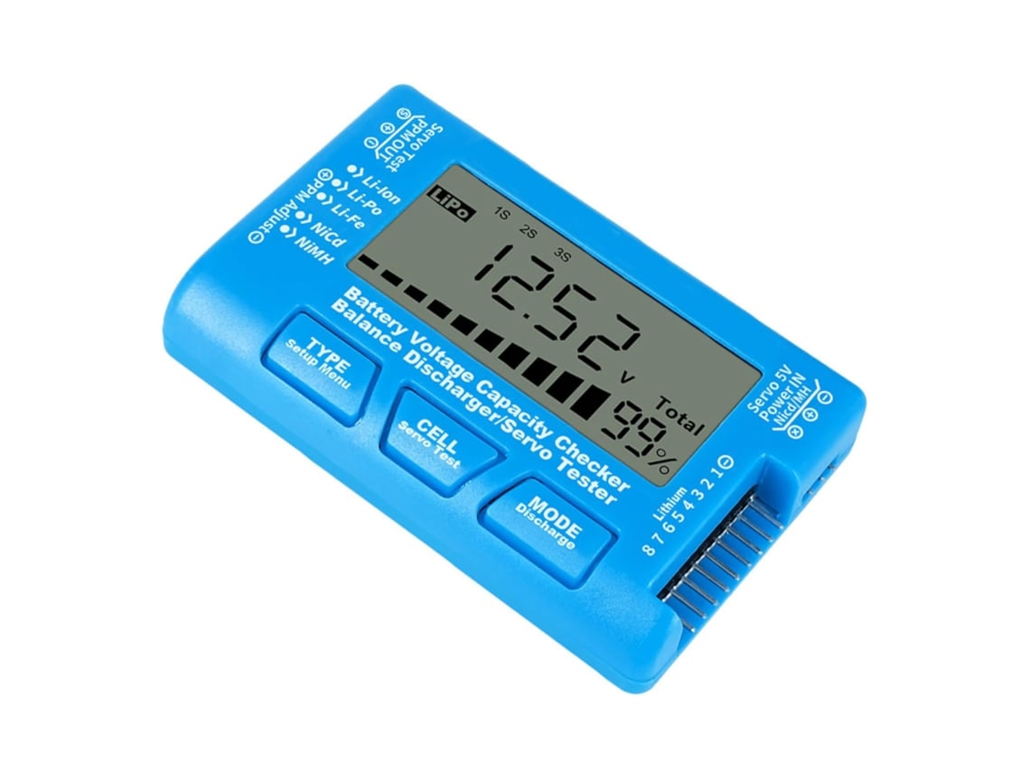 Comprobador De Baterías Digital Portátil Con Pantalla Lcd Retroiluminada Azul, Compatible Con Baterías De Litio-hierro Y De Iones De Litio.
