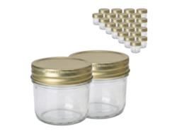 Relaxdays Tarros Para Conservas Y Mermeladas, Set De 25, 120 Ml, Tapa Twist-off, Transparentes/dorados