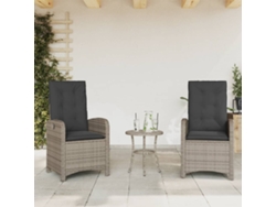 Sillas de jardín reclinables de 2 piezas DKD Home Decor con cojines de mimbre gris