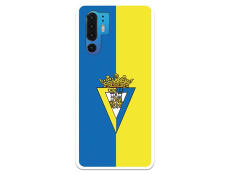 Funda para Huawei P30 Pro del Cádiz Escudo Fondo Bicolor - Licencia Oficial