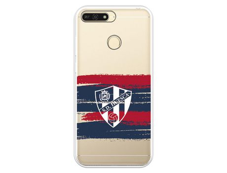 Funda para Huawei Y6 2018 del Huesca Rayas Transparente - Licencia Oficial SD Huesca