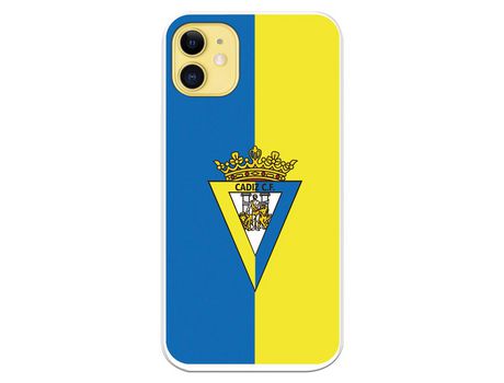 Funda para iPhone 11 del Cádiz Escudo Fondo Bicolor - Licencia Oficial
