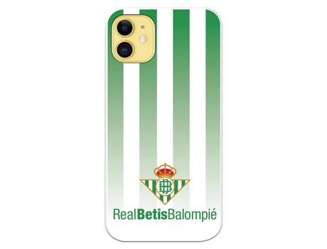 Funda para iPhone 11 del Betis Fondo Rayas Verdiblancas - Licencia Oficial