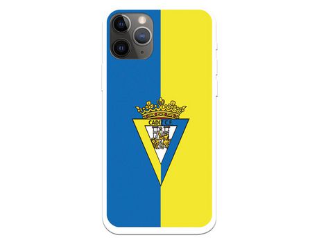 Funda para iPhone 11 Pro del Cádiz Escudo Fondo Bicolor - Licencia Oficial